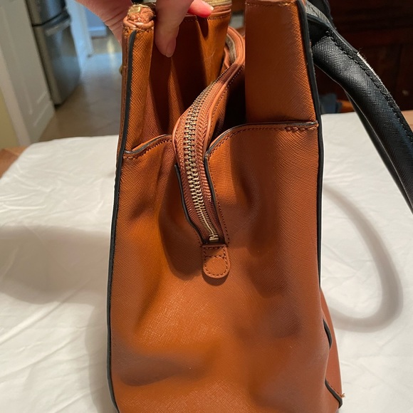 Badgley Mishka Two-Tone Leather Satchel Handbag - Picture 3 of 12